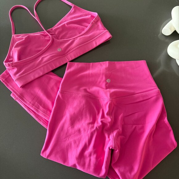MATCHING SET lululemon Flow Y Bra Nulu & Align Leggings 25” Sonic Pink - Picture 3 of 5
